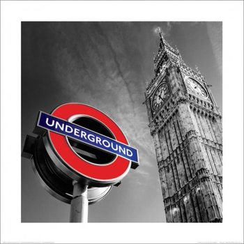 Obrazová reprodukce Londýn - Big Ben & Underground Sign