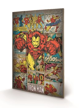 Obraz na drewnie Marvel Comics - Iron Man Retro
