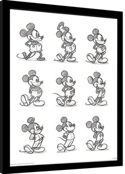 Myšák Mickey (Mickey Mouse) - Sketched Multi zarámovaný plakát