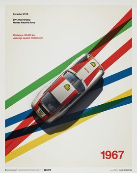 Umelecká tlač Porsche 911R - BP Racing - Monza - 1967