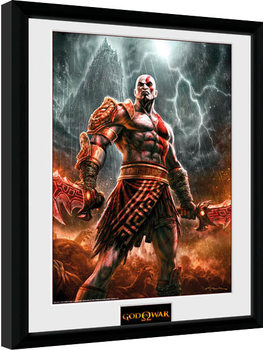 Zarámovaný plakát God of War - Kratos Lightening