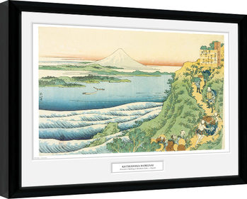 Oprawiony plakat Hokusai - Travelers Climbing a Mountain