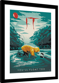 Zarámovaný plakát IT - Georgie You‘ll Float Too