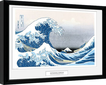 Oprawiony plakat Kacušika Hokusai - Wielka fala w Kanagawie