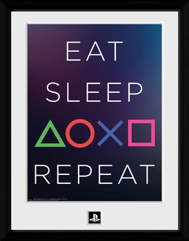 Zarámovaný plakát Playstation - Eat Sleep Repeat