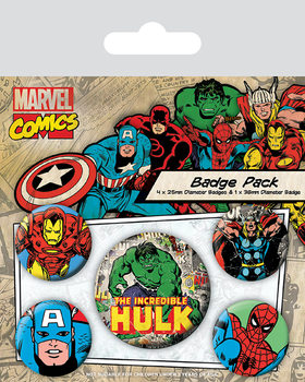 Zestaw przypinek Marvel Retro - Hulk