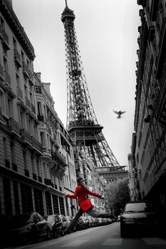 Zarámovaný plagát Paríž - red coat
