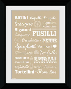 Indrammet plakat Pasta - Types