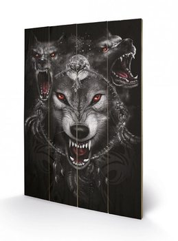 SPIRAL - wolf triad Pictură pe lemn