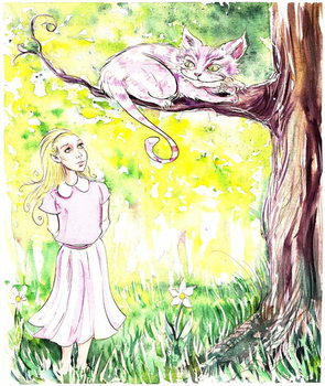 Cuadros en Lienzo Alice and the Cheshire Cat - illustration to Lewis Carroll 's 'Alice's Adventures in Wonderland' , 2005