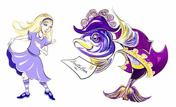Cuadros en Lienzo Alice and the Fish Footman - illustration to Lewis Carroll 's 'Alice's Adventures in Wonderland' , 2005