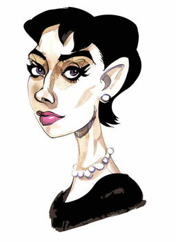 Cuadros en Lienzo Audrey Hepburn - colour caricature of Belgian-born actress 1929-93