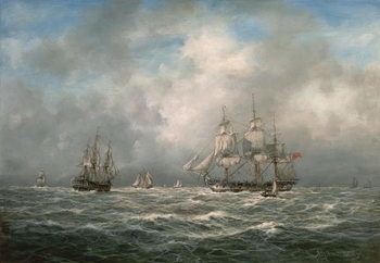 Cuadros en Lienzo Frigate hove-to, Awaiting a Pilot