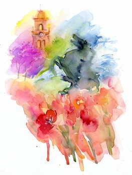 Cuadros en Lienzo Plaza with Red Tulips, 2016,