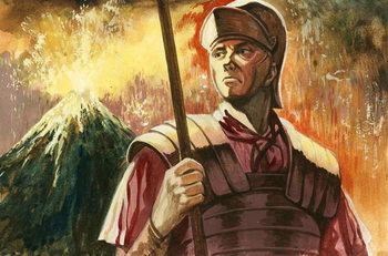 Cuadros en Lienzo Roman soldier with Vesuvius erupting behind