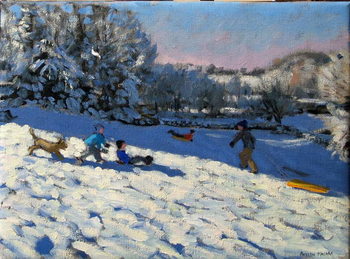 Cuadros en Lienzo Sledging near Youlgreave, Derbyshire