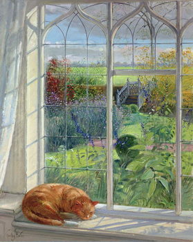 Cuadros en Lienzo Sleeping Cat and Chinese Bridge