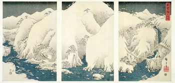 Cuadros en Lienzo Snow storm in the mountains and rivers of Kiso,