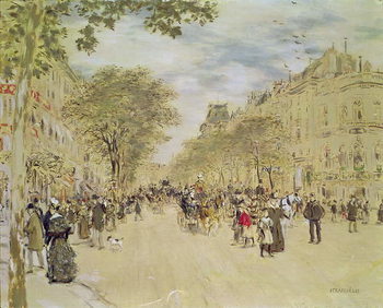 Cuadros en Lienzo The Pavillon de Hanovre and the Boulevard des Italiens, Paris, after 1870