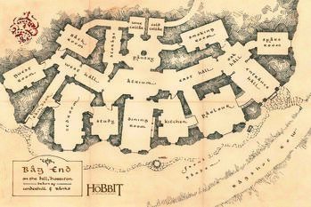 Cuadro en lienzo Hobbit - Bag end map