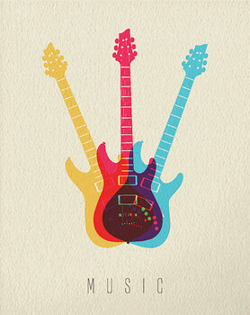 Cuadro en lienzo Music concept icon electric guitar color design