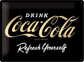 Placă metalică Coca-Cola - Logo Gold