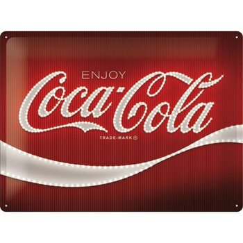Placă metalică Coca-Cola - Logo - Red Lights
