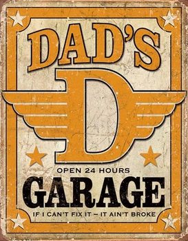 Placă metalică Dad's Garage