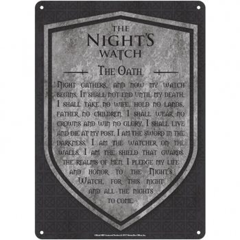 Placă metalică Game Of Thrones - Nights Watch