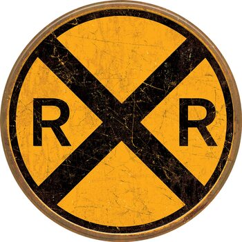Placă metalică Railroad Crossing
