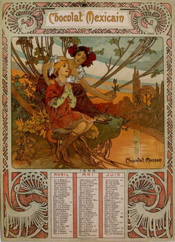 Plagát Chocolate Masson calendar illustrated by Mucha .