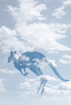 Plagát Double exposure of clouds and kangaroo.