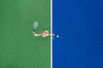 Plagát Drone shot looking down on a