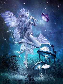 Plagát Fairy with magic flute