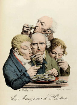 Obraz na plátne Oyster Eaters Engraving by Louis-Leopold Boilly