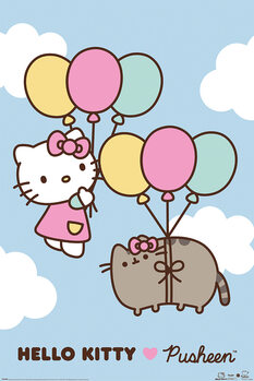 Plagát Pusheen x Hello Kitty - Up Up and Away