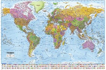 Plagát World Map - Flags