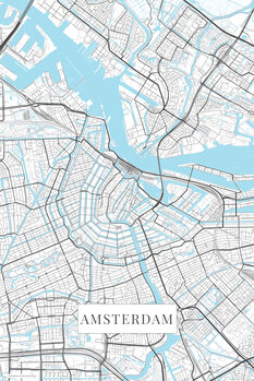 Plakat Amsterdam white