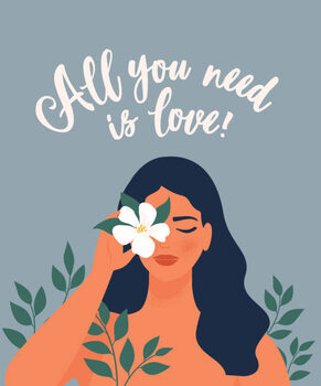 Plakat Beauty and flowers. Beautiful young women