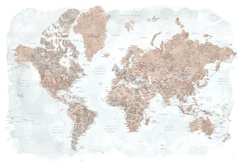 Kunsttryk Blursbyai - Neutral world map