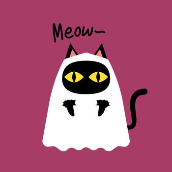 Plakat Cute black cat and Pumpkin head