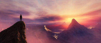 Plakat Dramatic View of Adventurous Man standing