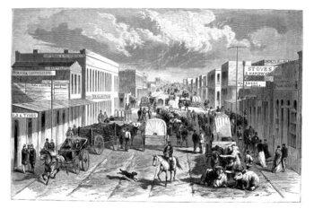 Plakat Engraving of town Denver Colorado in