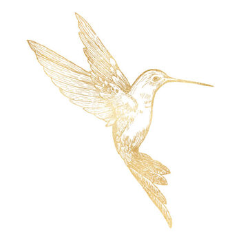 Plakat Gold Bee Hummingbird Isolated. Hand Painted