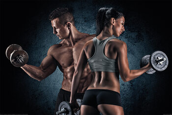Plakat Gym - Athletic Man and Woman