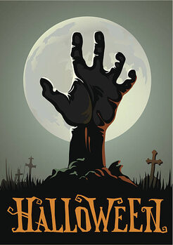 Plakat Halloween background with a zombie hand