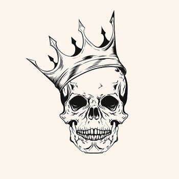 Plakat Hand drawn sketch scull with crown