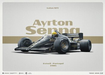 Kunsttryk Lotus 97T - Ayrton Senna - Horizontal Tribute - Estoril, 1985