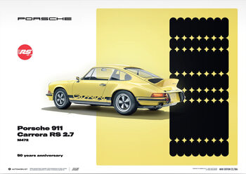 Kunsttryk Porsche 911 Carrera RS 2.7 - 50th Anniversary - 1973 - Yellow