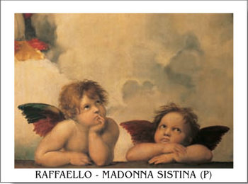 Raphael Sanzio - Sistine Madonna, detail - Cherubs, Angels 1512 Kunsttryk